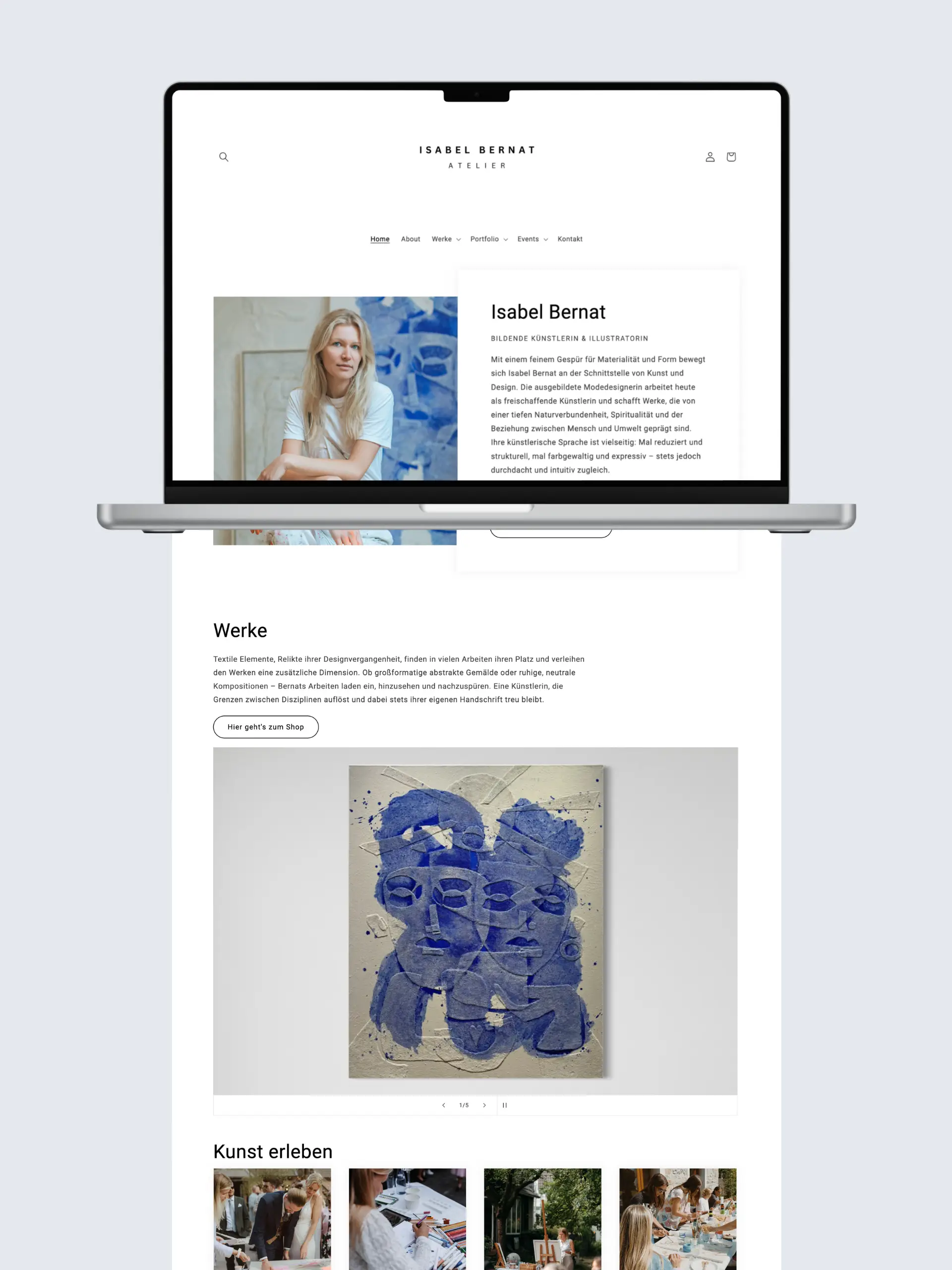 Startseite von Isabel Bernats individueller Webshop