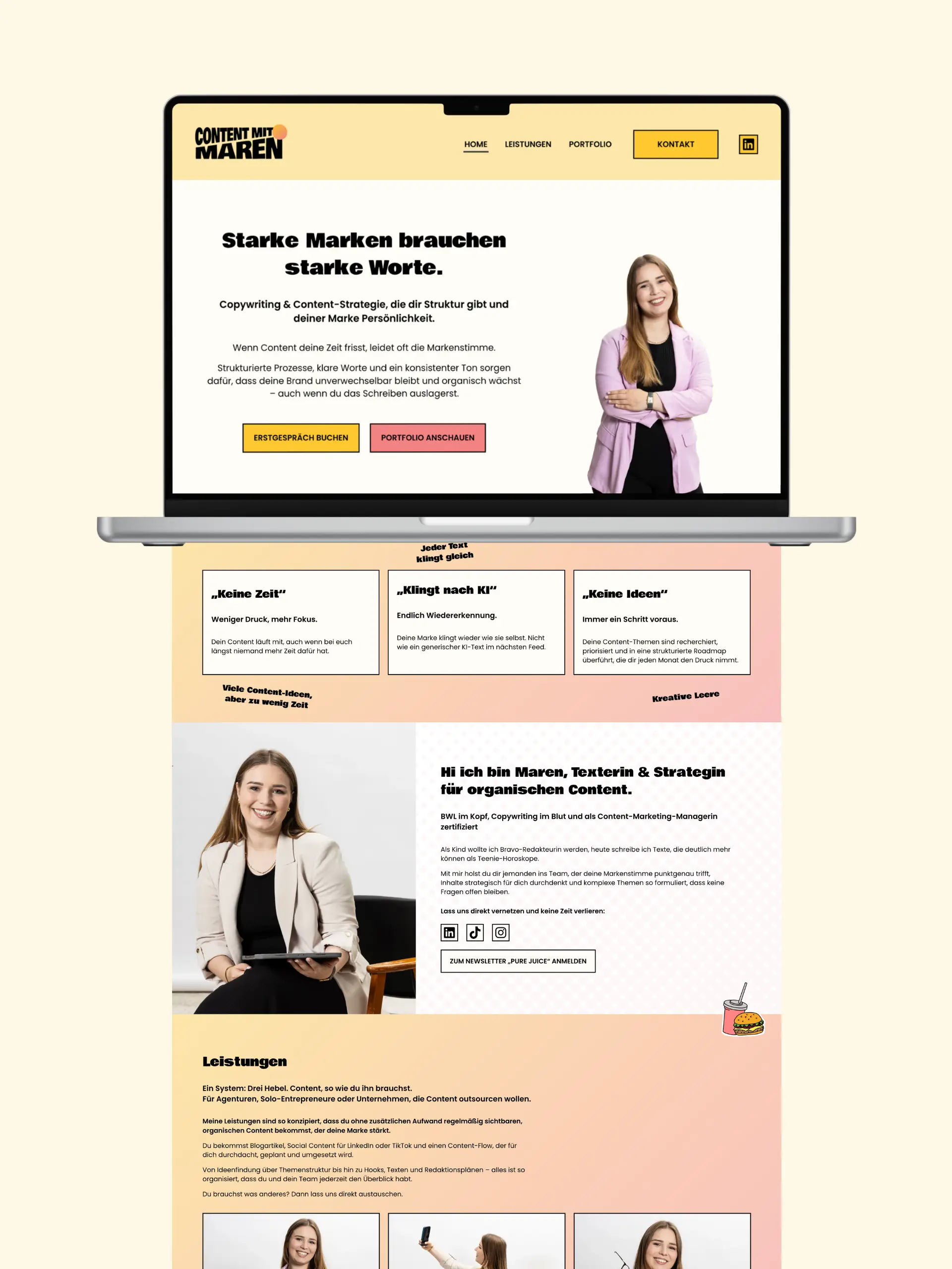 Startseite von Maren Dinges strategischer Website