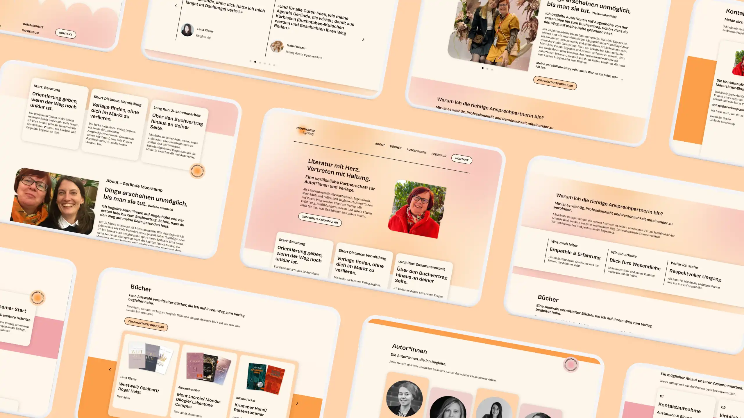 Mockups aller Unterseiten der individuellen Website von Gerlinde Moorkamp